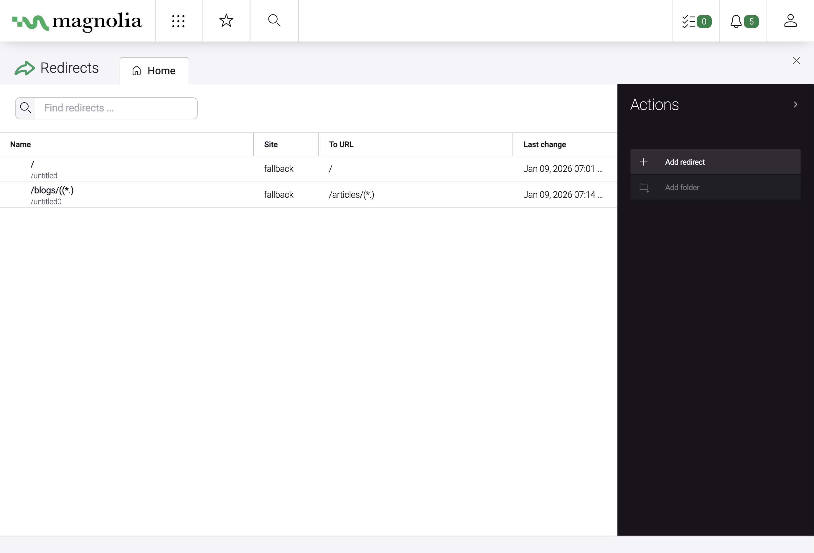 Easy Redirects dashboard interface